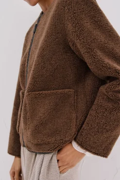 Cortefiel Chaquetón en efecto doble faz Marr&oacute;n oscuro Sale