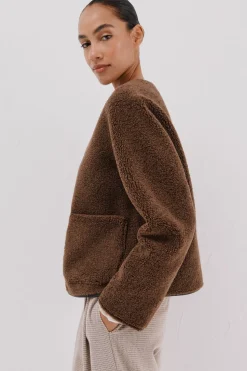 Cortefiel Chaquetón en efecto doble faz Marr&oacute;n oscuro Sale