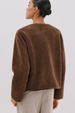 Cortefiel Chaquetón en efecto doble faz Marr&oacute;n oscuro Sale