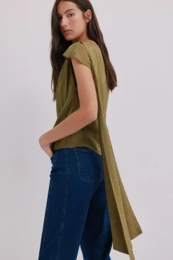 Hoss Intropia Charlotte. Top drapeado Kaki Discount