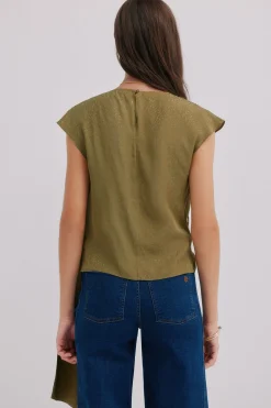 Hoss Intropia Charlotte. Top drapeado Kaki Discount