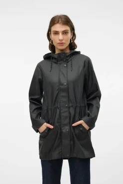 Vero Moda Chubasquero manga larga con capucha Negro Clearance