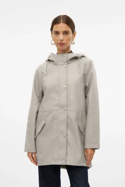 Vero Moda Chubasquero manga larga con capucha Gris Discount