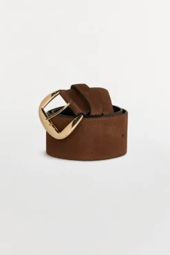 Pedro del Hierro Cinturón ancho piel hebilla ovalada Marr&oacute;n Sale