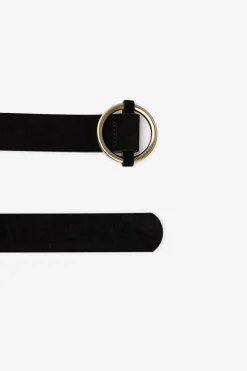 Cortefiel Cinturón básico de piel con hebilla redonda Negro