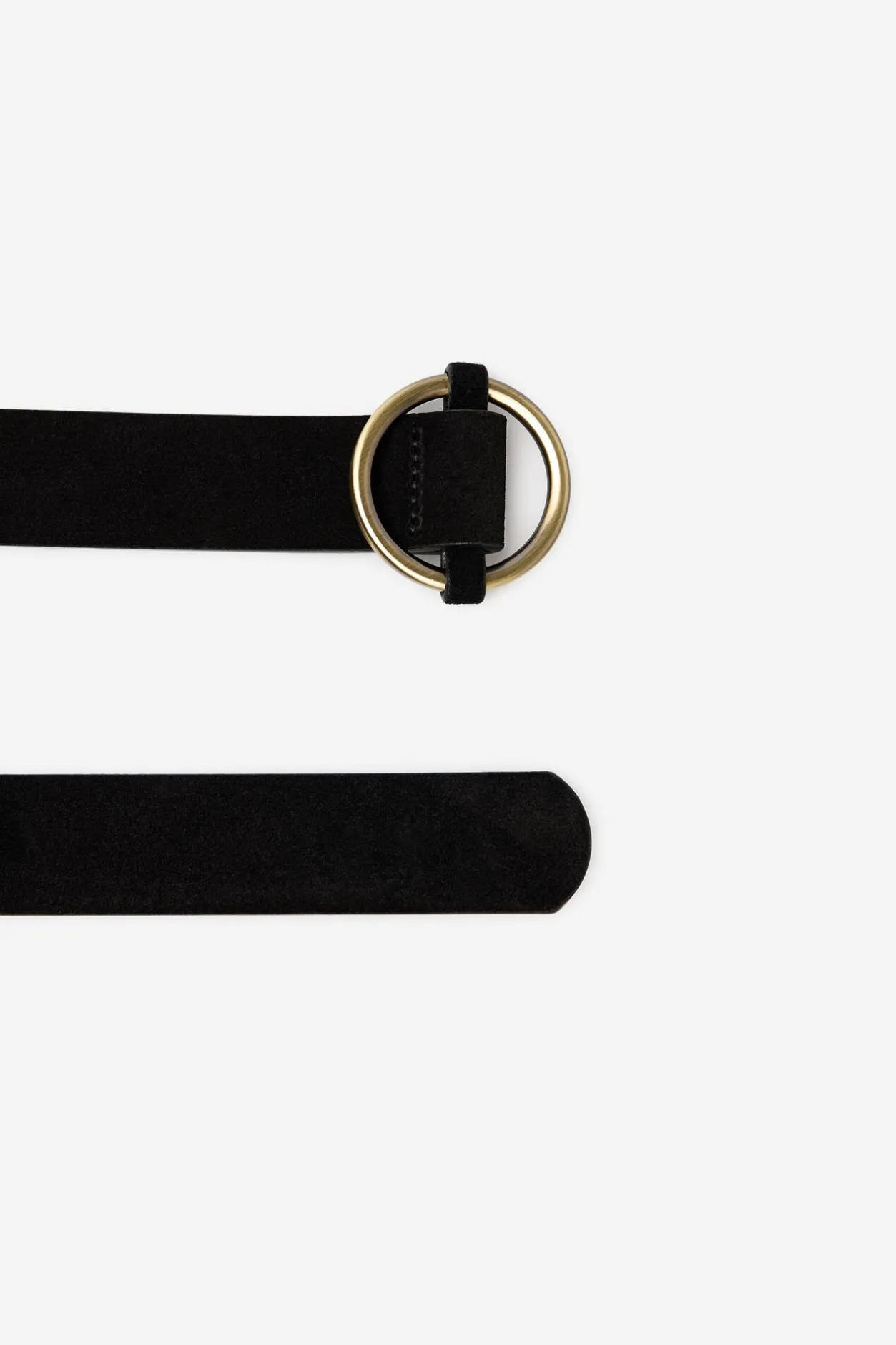 Cortefiel Cinturón básico de piel con hebilla redonda Negro