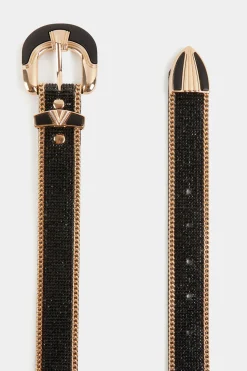 Morgan Cinturón con strass y cadenas Negro Discount