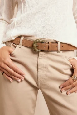 Slowlove Cinturón de piel Camel New