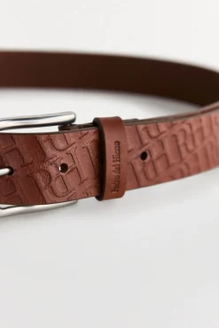 Pedro del Hierro Cinturón piel logos Marr&oacute;n Online