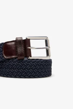 Cortefiel Cinturón trenzado elástico Azul marino Outlet