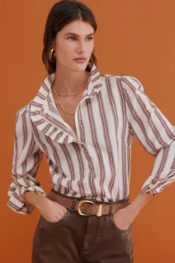 Hoss Intropia Claudette. Blusa a rayas Granate Sale