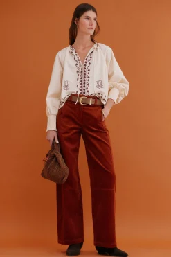 Hoss Intropia Claudia. Blusa bordada Marfil Outlet