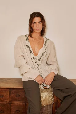 Hoss Intropia Clotilde. Blusa romántica Beige Sale