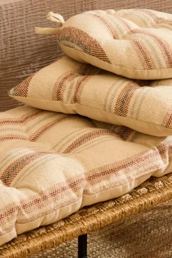 Calma House Cojín de silla redondo a rayas en tonos tierra Peru naranja Outlet