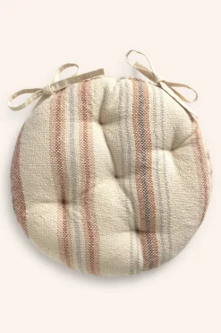 Calma House Cojín de silla redondo a rayas en tonos tierra Peru naranja Outlet