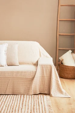 Calma House Colcha de algodón nido de abeja Panal blanco Hot