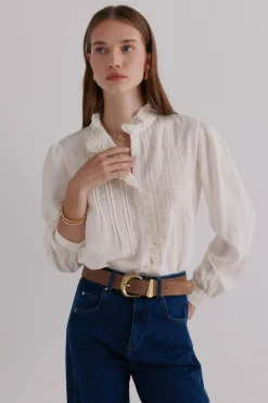 Hoss Intropia Colette. Blusa bordada Marfil