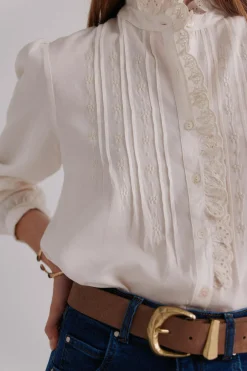 Hoss Intropia Colette. Blusa bordada Marfil