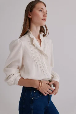 Hoss Intropia Colette. Blusa bordada Marfil