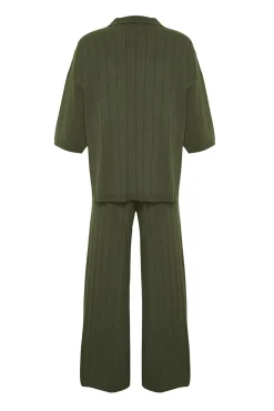 Trendyol Conjunto básico 2 piezas canalé verde Sale