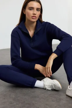 Trendyol Conjunto chándal jogging felpa polar azul Best