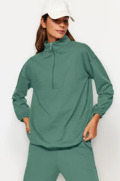 Trendyol Conjunto chándal verde sudadera y pantalón kaki Sale