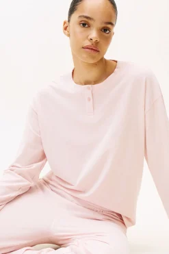 Tommy Jeans Conjunto de pijama manga larga en modal rosa