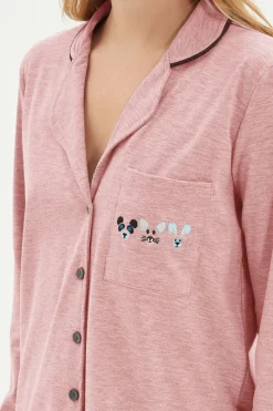 Trendyol Conjunto pijama camisero bolsillo animales rosa Best