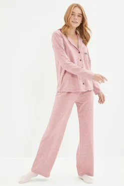 Trendyol Conjunto pijama camisero bolsillo animales rosa Best