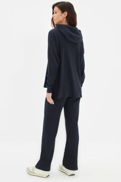 Trendyol Conjunto pijama canalé con capucha azul