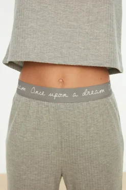 Trendyol Conjunto pijama canalé gris Clearance