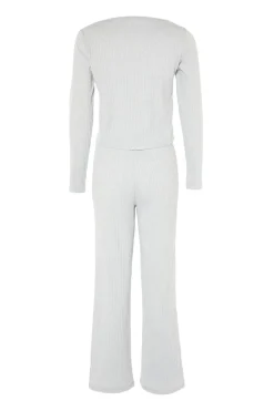 Trendyol Conjunto pijama canalé gris Clearance