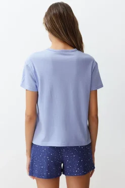 Trendyol Conjunto pijama corto estrellas azul New
