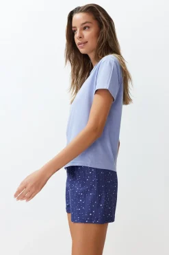 Trendyol Conjunto pijama corto estrellas azul New