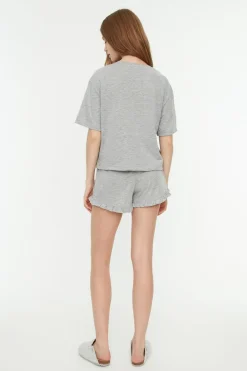 Trendyol Conjunto pijama corto volantes gris Outlet