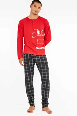 Gisela Conjunto pijama hombre de punto interlock Snoopy rojo Online