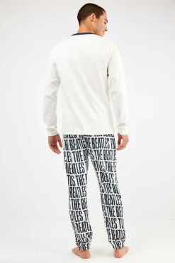 Gisela Conjunto pijama hombre The Beatles en punto interlock beige Hot