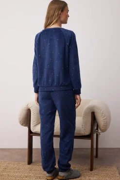 Trendyol Conjunto pijama polar lunares azul Best