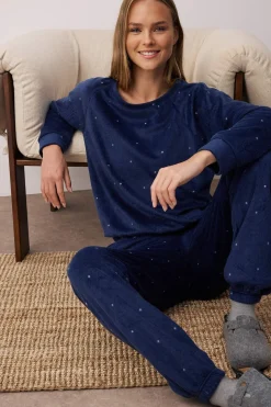 Trendyol Conjunto pijama polar lunares azul Best
