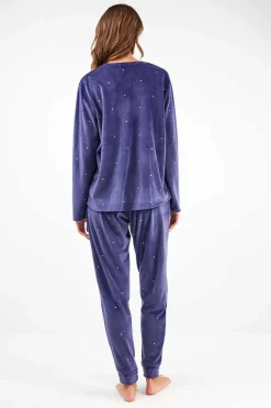 Gisela Conjunto pijama tejido polar elástico azul