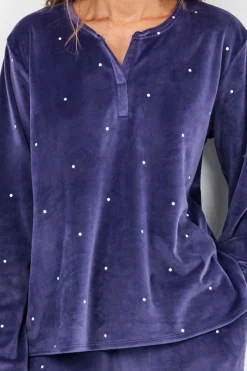 Gisela Conjunto pijama tejido polar elástico azul