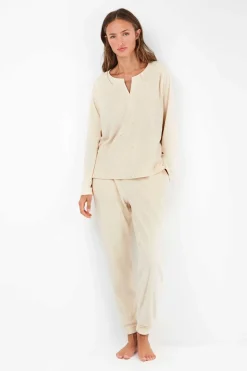 Gisela Conjunto pijama tejido polar elástico beige Hot