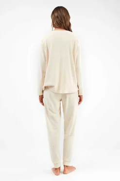 Gisela Conjunto pijama tejido polar elástico beige Hot