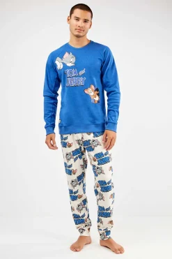 Gisela Conjunto pijama Tom & Jerry en punto interlock azul Hot