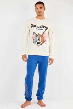 Gisela Conjunto pijama Tom & Jerry en punto interlock beige Outlet