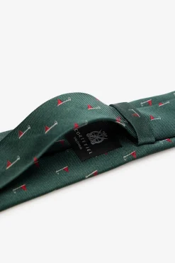 Cortefiel Corbata seda natural Verde oscuro Clearance