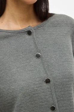 Vila Cárdigan abotonado con algodón y viscosa Gris Sale