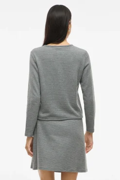 Vila Cárdigan abotonado con algodón y viscosa Gris Sale