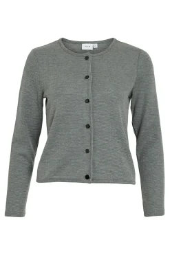 Vila Cárdigan abotonado con algodón y viscosa Gris Sale