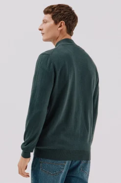 Cortefiel Cárdigan algodón con cashmere cierre cremallera Verde oscuro Best